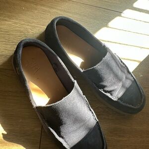 Zara Boys navy genuine suede loafers